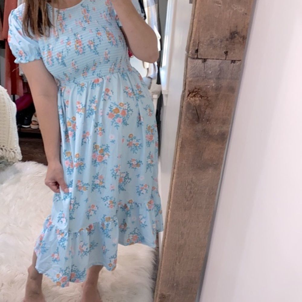 Blue floral maxi dress size large